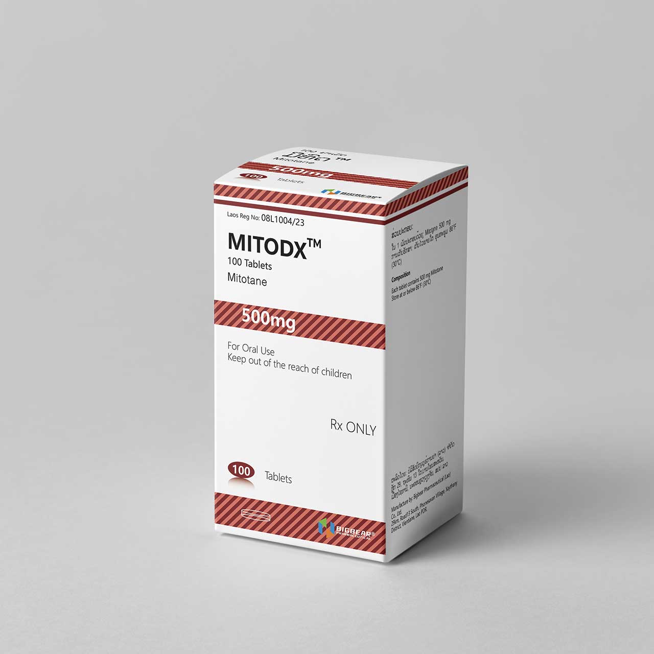 米托坦，MITODX，Mitotane 500mg 厂家:老挝大熊制药