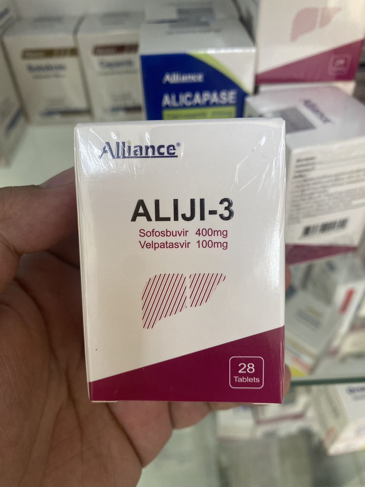 吉三代 索磷布韦维帕他韦ALIJI-3 Sofosbuvir400mg Velpatasvir100mg 28'S 批文号06 L 1125/24 有效期 31-6-2027