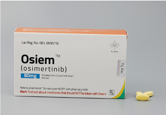 奥西替尼 Osiem，品名：欧思美，通用名：Osimertinib，9291 用于在经表皮生长因子（EGFR）酪氨酸激酶抑制剂（TKI）治疗中或治疗后出现进展且EGFRT790M突变阳性的转移性非小细胞肺癌（NSCLC）患者的治疗。