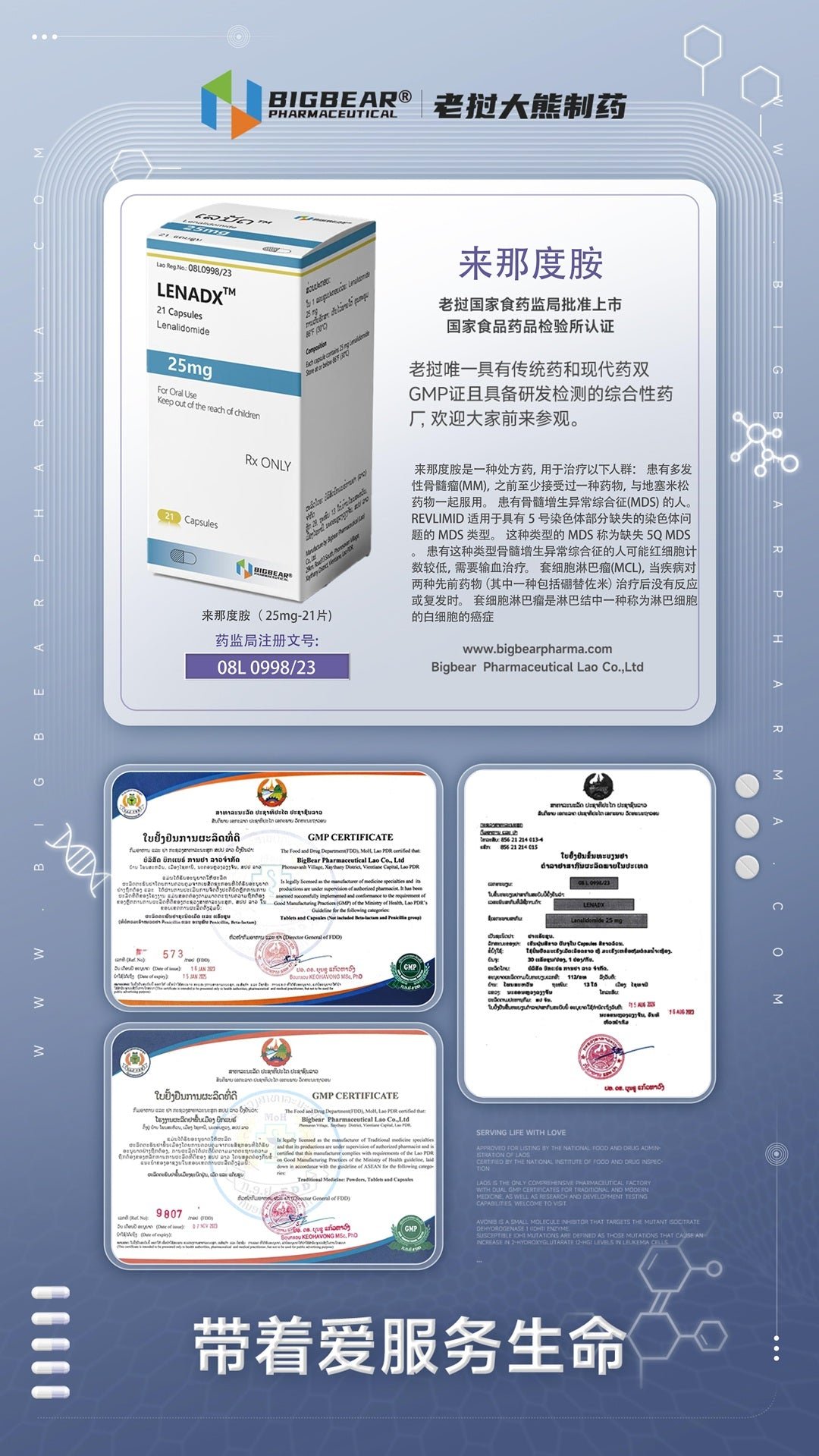 老挝大熊 BIGBEAR LENADX 来那度胺 Lenalidomide 25mg - 图片 3
