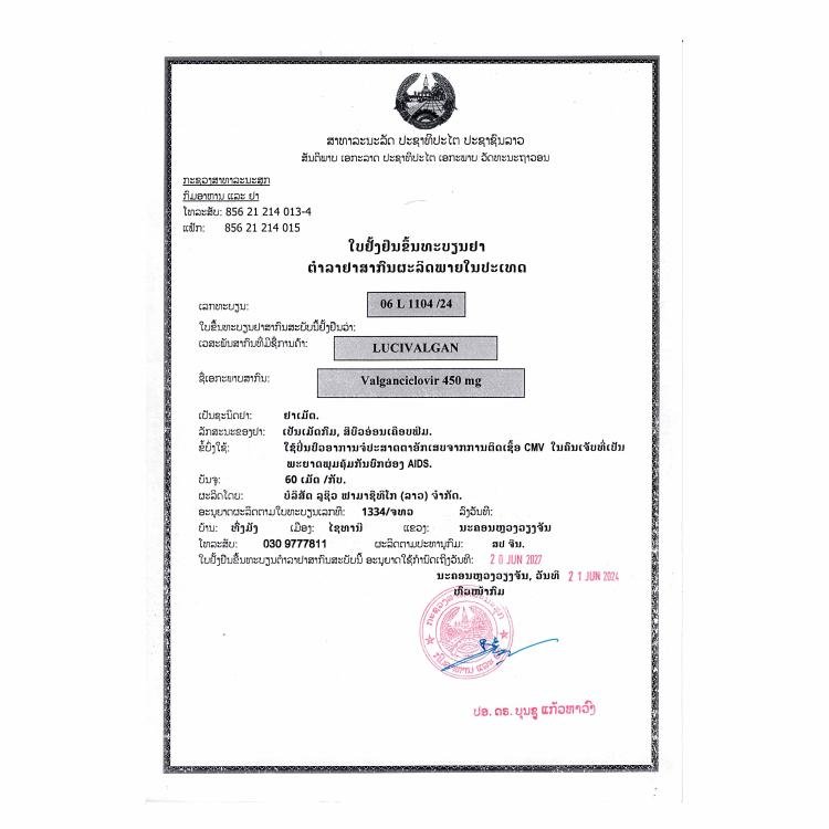 卢修斯 LuciValgan 万塞维/缬更昔洛韦 Valganciclovir 450mg - 图片 2